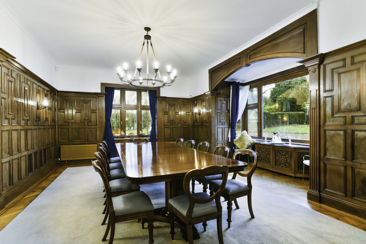 Kingswood Manor - Dining Room. Dining table extension (now added) capacity to seat 24+ guests